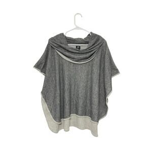 Heidi Hess Charcoal Sweatshirt Hoodie Poncho Cowl Neck $160 MSRP Cape